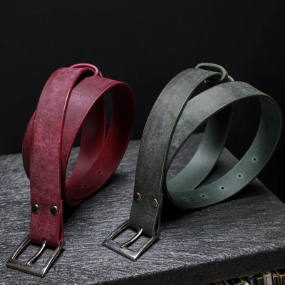 Herren Gürtel aus Maya-Leder - Green/Bordo – CraftPoint